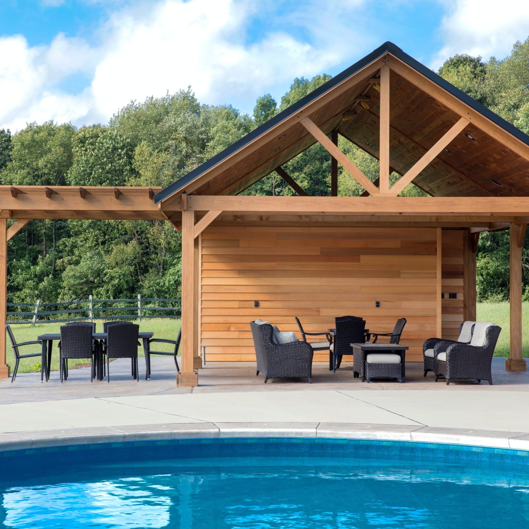 Poolside pergola hangout spot